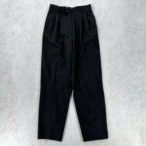 Valentino Trouser‎ SZ 6 Pants Miss V Wool Vintage Black Pleated Pintuck Tapered